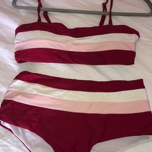 Bikini bandeau and high waisted bottoms one once